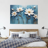Een schilderij van witte bloemen canvas afdruk (Insitu (Slaapkamer))