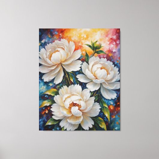 Een schilderij van witte bloemen canvas afdruk (Voorkant)