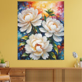 Een schilderij van witte bloemen canvas afdruk (Insitu (Woonkamer))