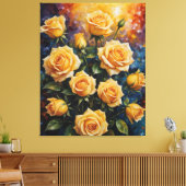 Een schilderij van Yellow Roses Canvas Afdruk (Insitu (Woonkamer))