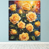 Een schilderij van Yellow Roses Canvas Afdruk (Insitu (Houten vloer))