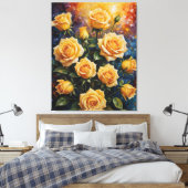 Een schilderij van Yellow Roses Canvas Afdruk (Insitu (Slaapkamer))