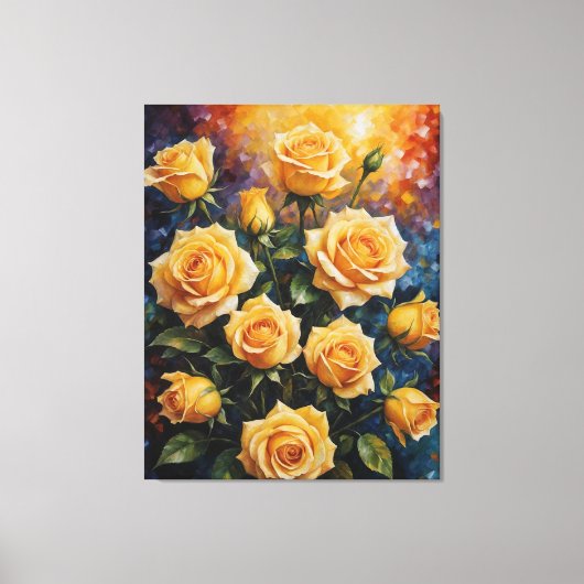 Een schilderij van Yellow Roses Canvas Afdruk (Voorkant)