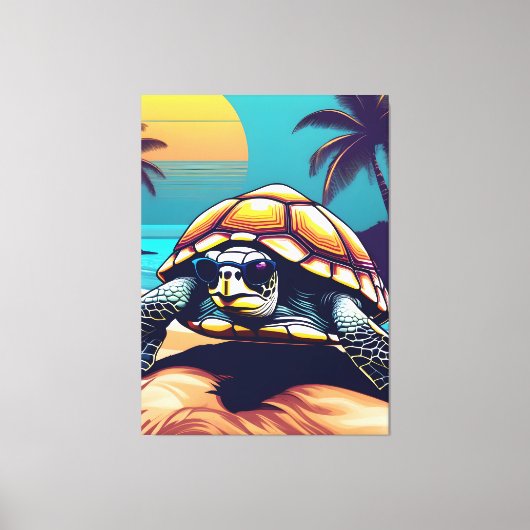 Een schildpad draagt een zonnebril canvas afdruk (Voorkant)