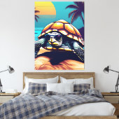 Een schildpad draagt een zonnebril canvas afdruk (Insitu (Slaapkamer))