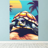 Een schildpad draagt een zonnebril canvas afdruk (Insitu (Houten vloer))