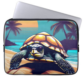 Een schildpad draagt een zonnebril laptop sleeve