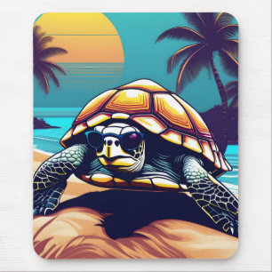 Een schildpad draagt een zonnebril muismat