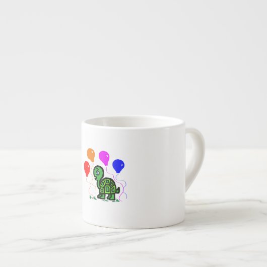 Een schildpad en ballonnen espresso kop (Voorkant rechts)