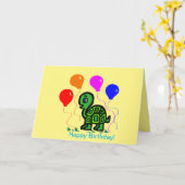 Een schildpad en ballonnen, gevouwen Wenskaart Kaart (Gele Bloem)