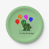 Een schildpad en ballonnen papieren bordje (Voorkant)