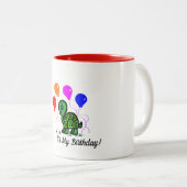 Een schildpad en ballonnen tweekleurige koffiemok (Voorkant rechts)