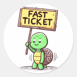 Een schildpad met een ironische zang die grappig i ronde sticker