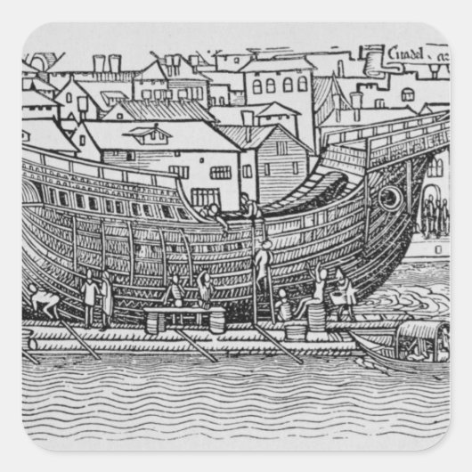 Een schip bouwen vierkante sticker (Voorkant)