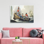 Een schip dat een walvis aanvalt, gegraveerd door canvas afdruk (Insitu (Woonkamer))