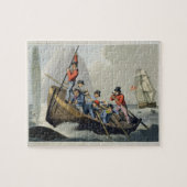 Een schip dat een walvis aanvalt, gegraveerd door  legpuzzel (Horizontaal)