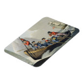 Een schip dat een walvis aanvalt, gegraveerd door magneet (Linkerzijde)