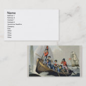 Een schip dat een walvis aanvalt, gegraveerd door  visitekaartje (Voorkant / Achterkant)