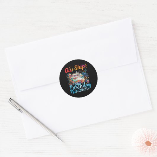 Een schip! Het is een verjaardagsreis cruise vakan Ronde Sticker (Envelop)