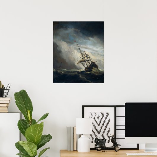 Een schip in Behoefte in een Raging Storm Poster (Thuiskantoor)