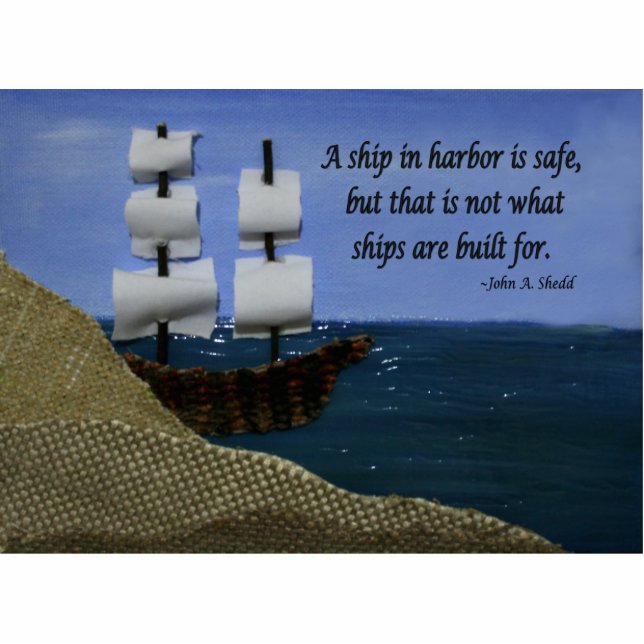 Een schip in de haven is veilig staand fotobeeldje  (Voorkant)