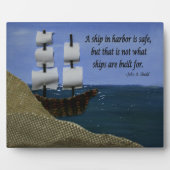 Een schip in de haven Motivatie Citaat Fotoplaat (Voorkant)