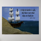 Een schip in de haven poster (Voorkant)