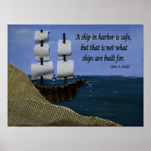 Een schip in de haven poster (Voorkant)