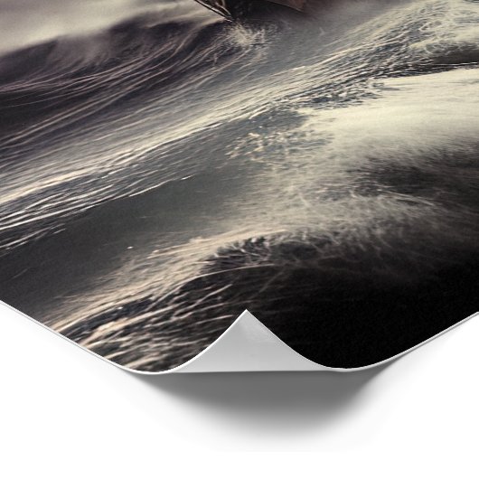 Een schip in een storm in de wilde Oceaan Poster (Hoek)