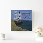 Een schip in Haven is Veilig Inspirerend Citaat Vierkante Klok (Huis)