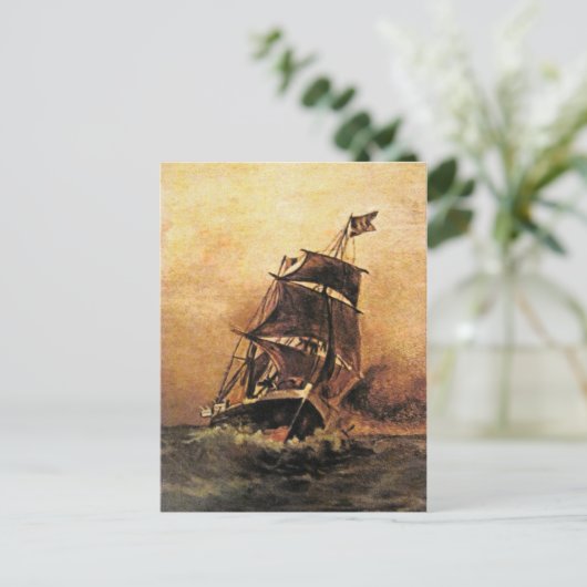 een schip in zee 02 briefkaart (Staand voorkant)