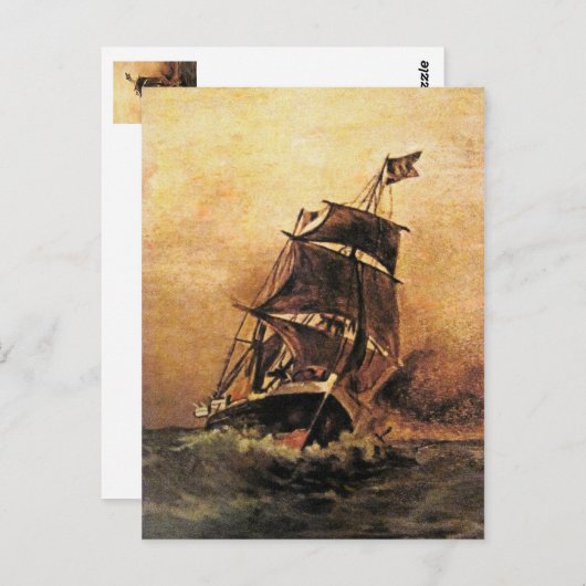 een schip in zee 02 briefkaart (Voorkant / Achterkant)