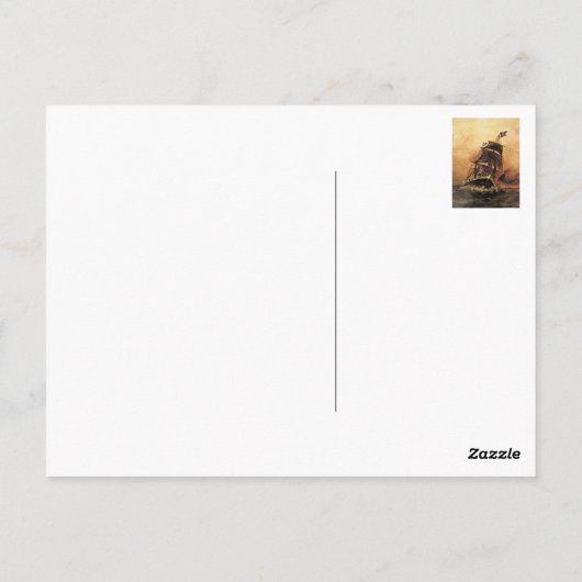 een schip in zee 02 briefkaart (Achterkant)