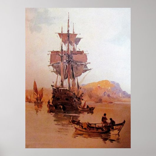 een schip in zee 06 poster (Voorkant)