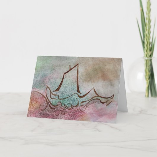 Een schip vaart met een briefkaart (Voorkant)