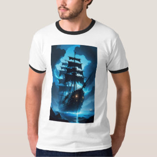 een schip van geesten, een piratenschip, een nevel t-shirt
