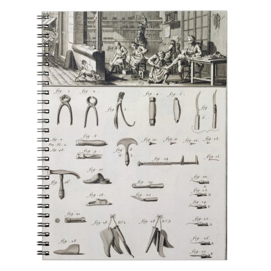 Een schoen en bootmaker, alsmede gereedschappen da notitieboek (Voorkant)