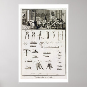 Een schoen en bootmaker, alsmede gereedschappen da poster
