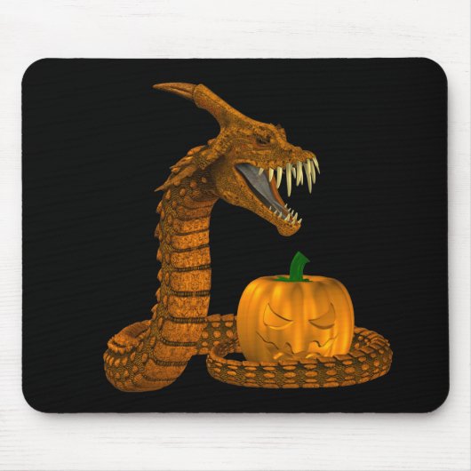 Een schokkende slang die een pompoen beschermt muismat (Voorkant)