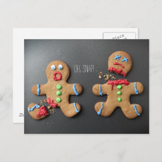 Een schokkende tandenbroodman met gebroken been briefkaart (Voorkant / Achterkant)