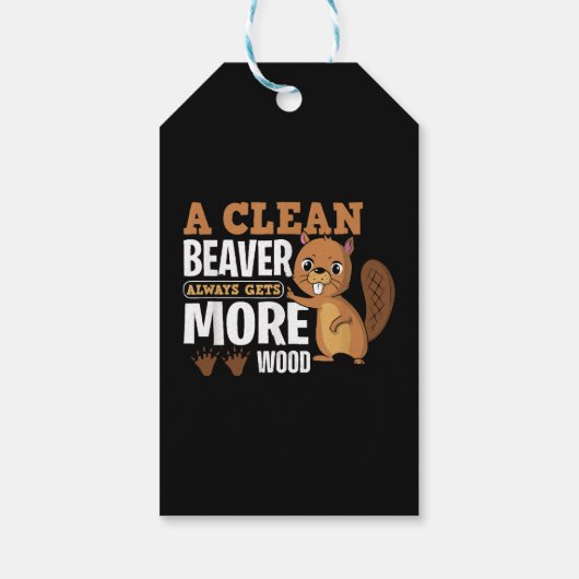 Een schone bever krijgt altijd meer hout grappig c cadeaulabel (Achterkant)