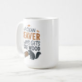 Een schone bever krijgt altijd meer hout koffiemok (Voorkant links)