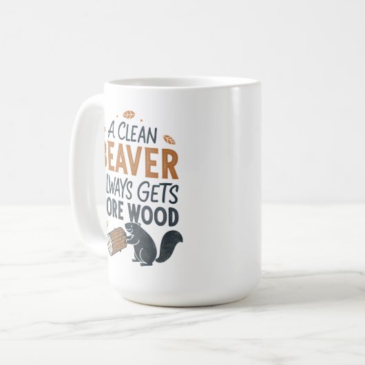 Een schone bever krijgt altijd meer hout koffiemok (Voorkant links)