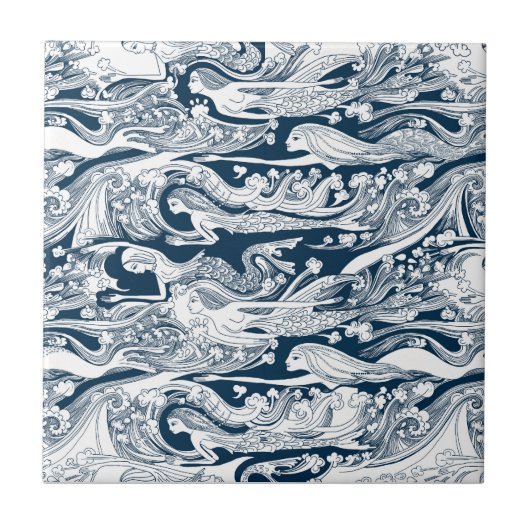 Een school van Mermaids zwemt langs Tegeltje (Voorkant)