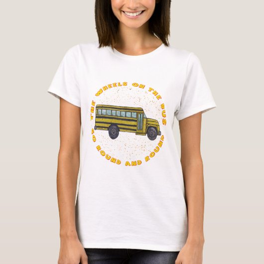 Een schoolbus — T-shirt met wieltjes (Voorkant)