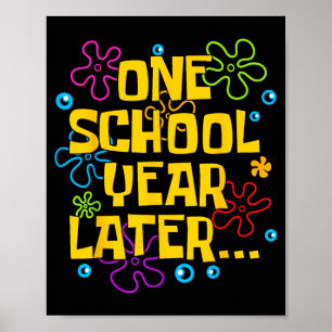 Een schooljaar later zomer laatste schooldag poster