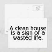 Een schoon huis is een teken van een verloren leve briefkaart (Voorkant / Achterkant)