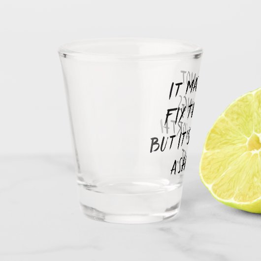 Een schot waard | Adult Beverage Humor Quote Brush Shot Glas (Links)