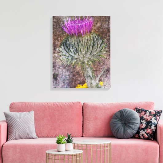 Een Schots Thistle Canvas Afdruk (Insitu (Woonkamer))