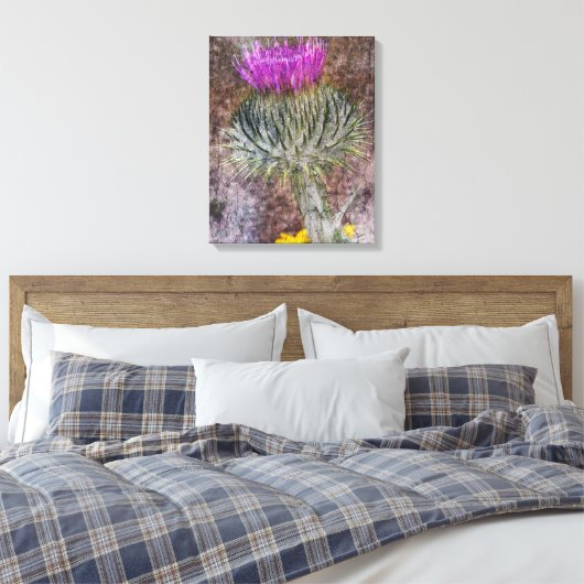 Een Schots Thistle Canvas Afdruk (Insitu (Slaapkamer))